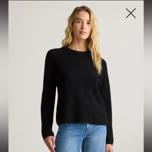Quince Mongolian Cashmere Fisherman Crewneck Sweater in Black - Picture 1 of 10